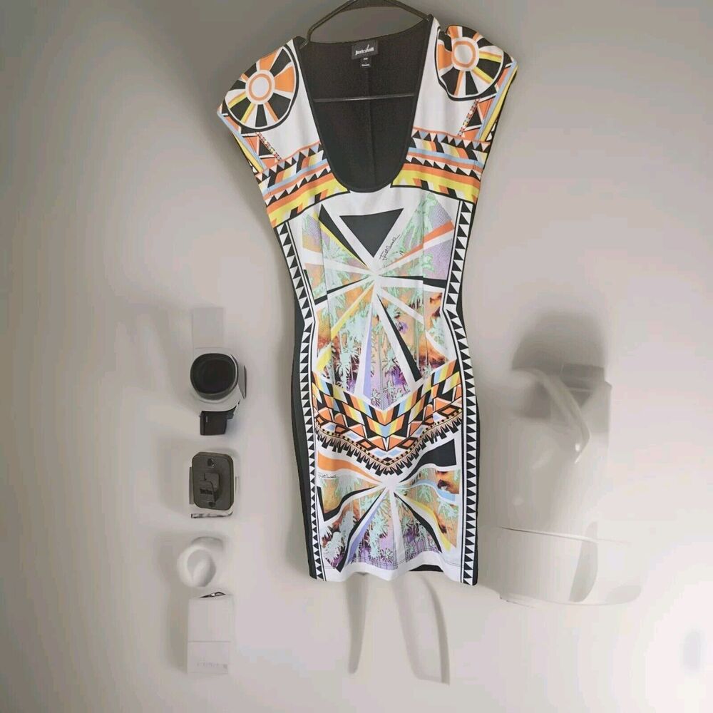 JUST CAVALLI Tank Style Dress Leo Giraffe Print Size 38. US 6